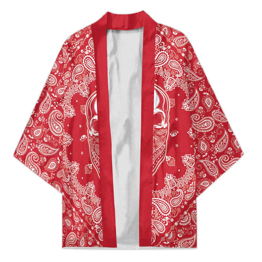 Red Paisley Kimono Skull Gangster - Wonder Print Shop