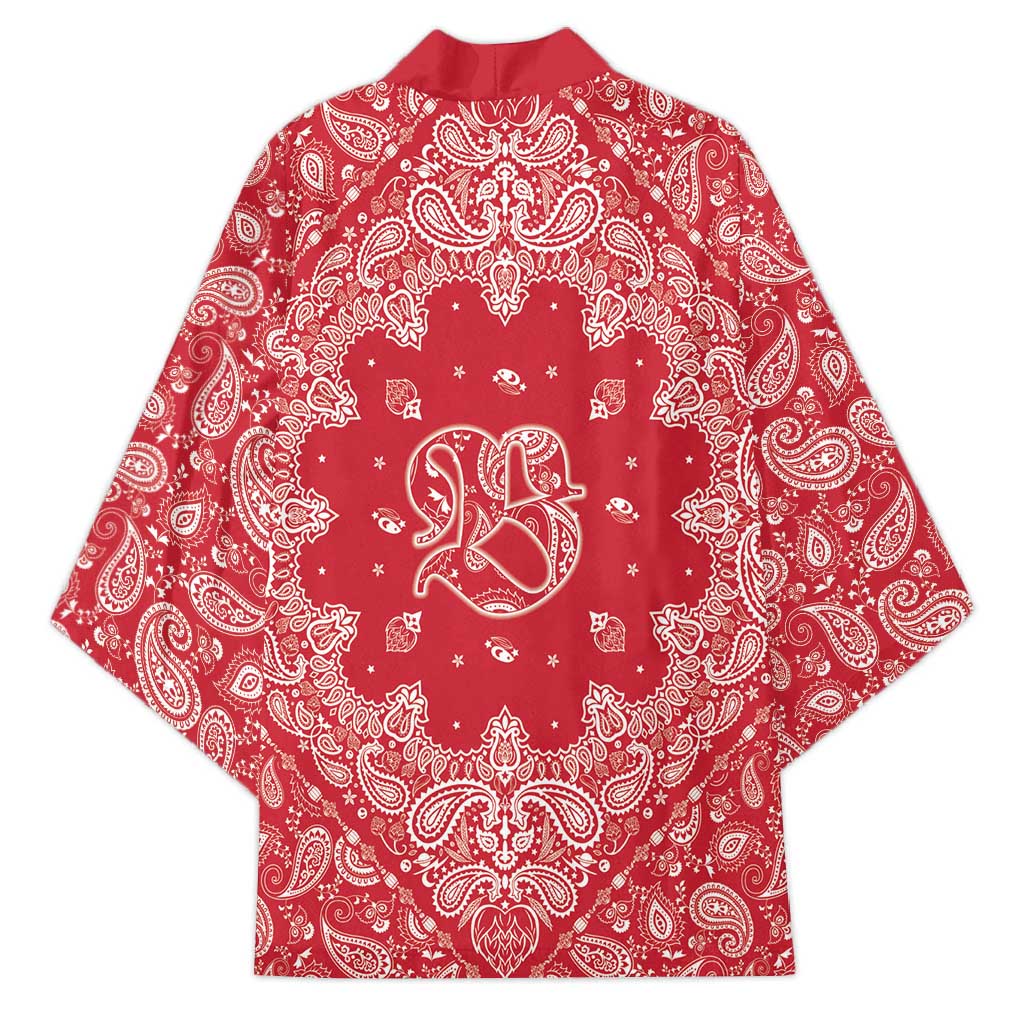 Red Paisley Kimono Skull Gangster - Wonder Print Shop