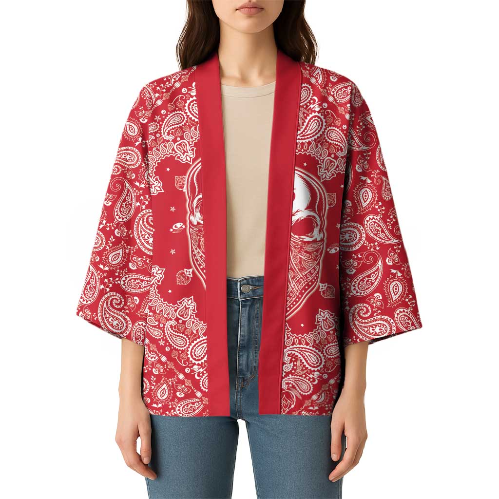 Red Paisley Kimono Skull Gangster - Wonder Print Shop