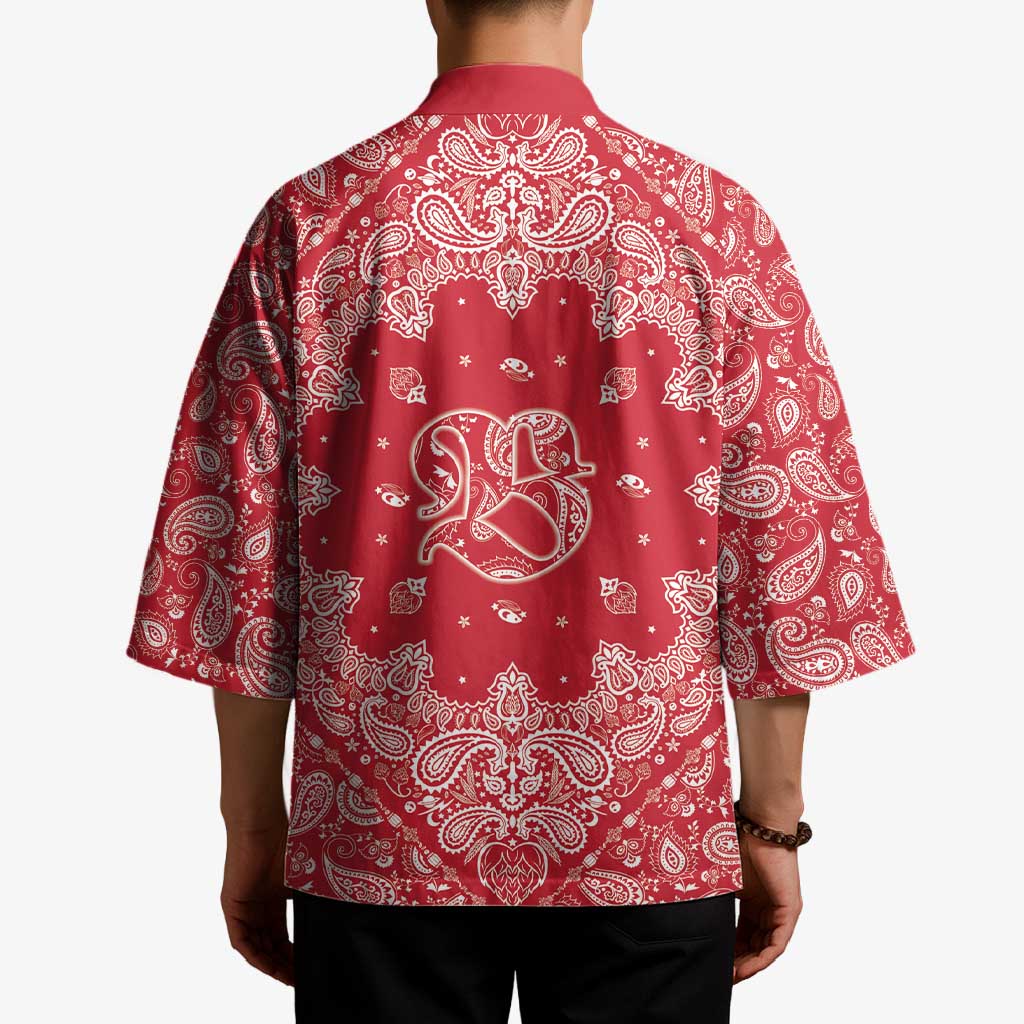 Red Paisley Kimono Skull Gangster - Wonder Print Shop