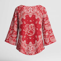 Red Paisley Kimono Sleeve Blouse Skull Gangster - Wonder Print Shop