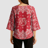 Red Paisley Kimono Sleeve Blouse Skull Gangster - Wonder Print Shop