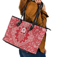 Red Paisley Leather Tote Bag Skull Gangster - Wonder Print Shop