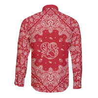 Red Paisley Long Sleeve Button Shirt Skull Gangster - Wonder Print Shop