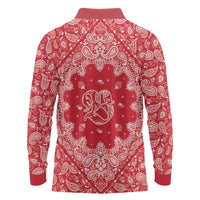 Red Paisley Long Sleeve Polo Shirt Skull Gangster - Wonder Print Shop