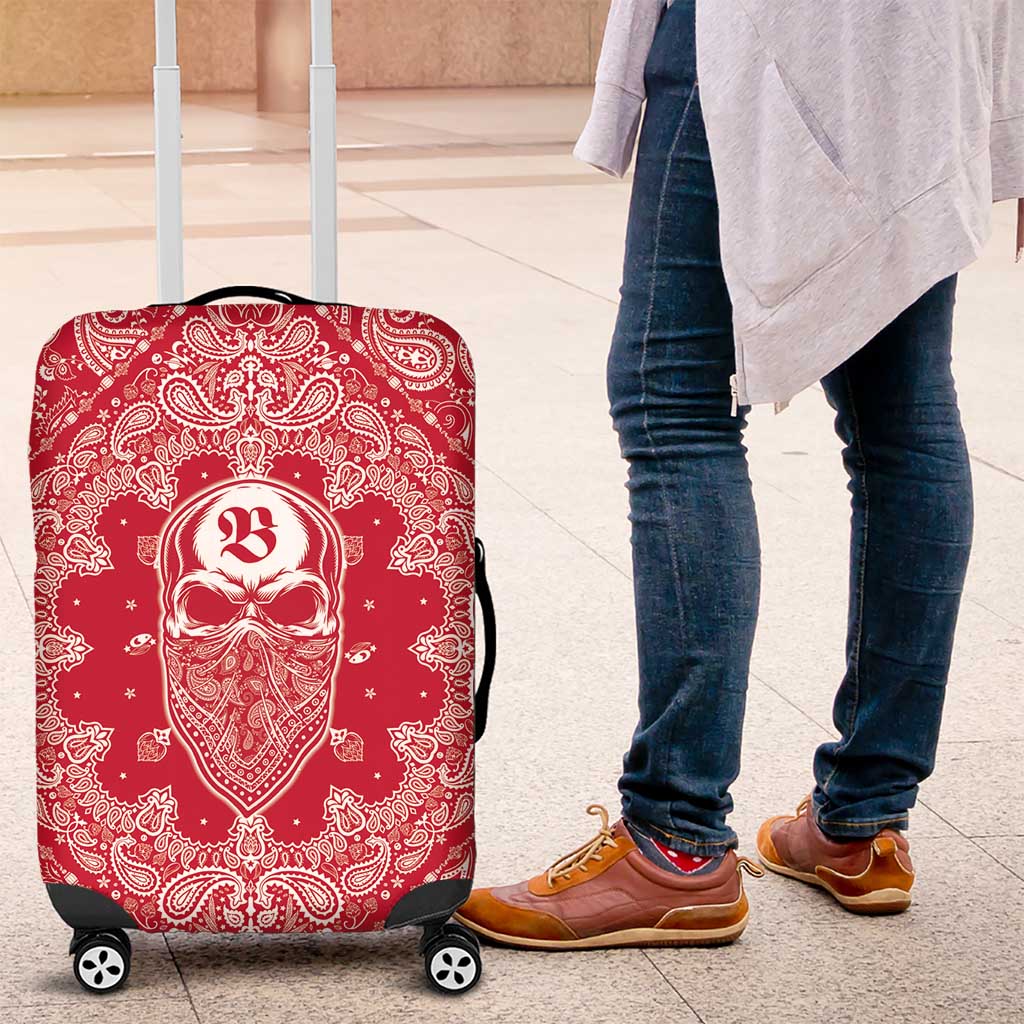 Red Paisley Luggage Cover Skull Gangster - Wonder Print Shop
