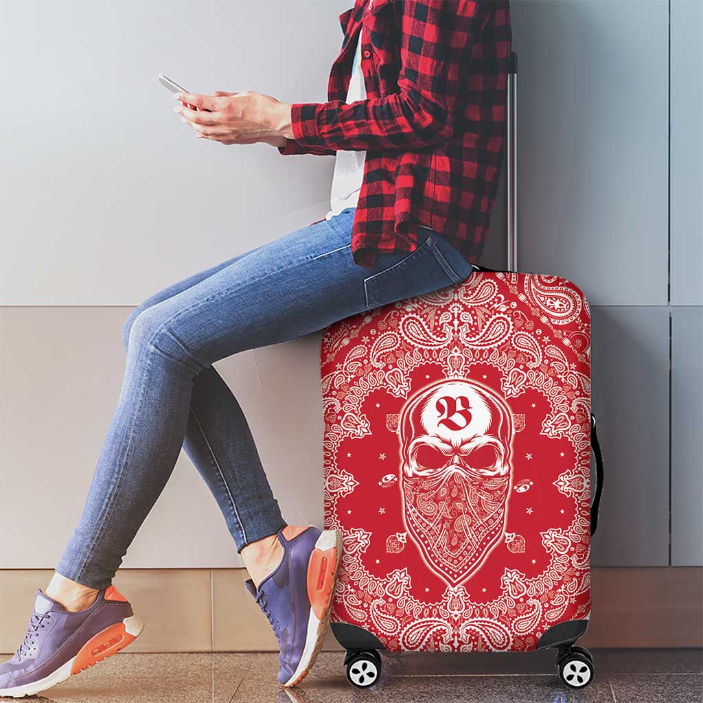 Red Paisley Luggage Cover Skull Gangster - Wonder Print Shop