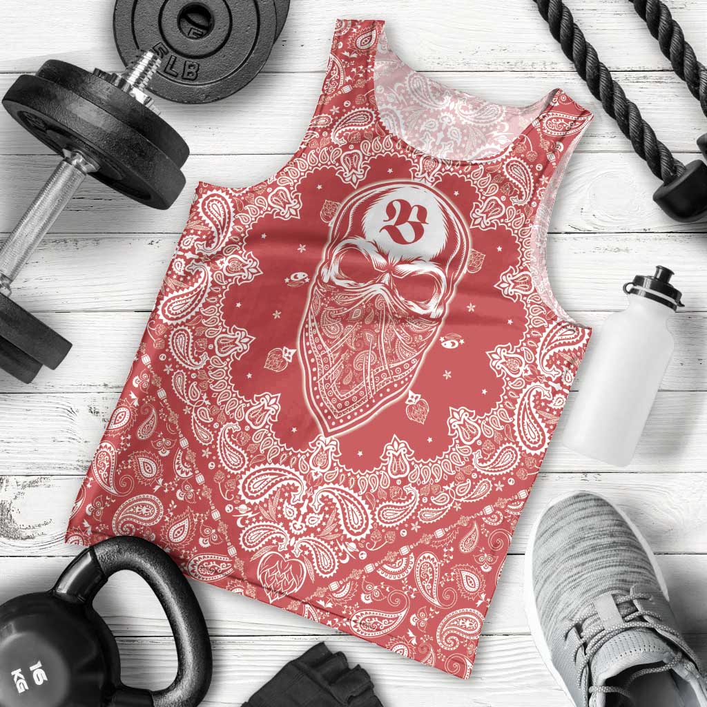 Red Paisley Men Tank Top Skull Gangster - Wonder Print Shop