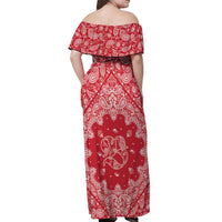 Red Paisley Off Shoulder Maxi Dress Skull Gangster - Wonder Print Shop