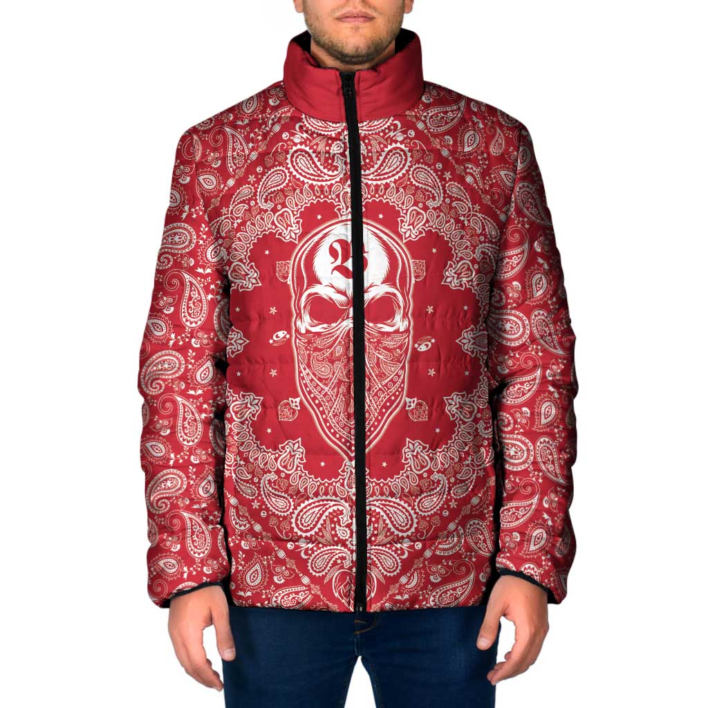 Red Paisley Padded Jacket Skull Gangster - Wonder Print Shop