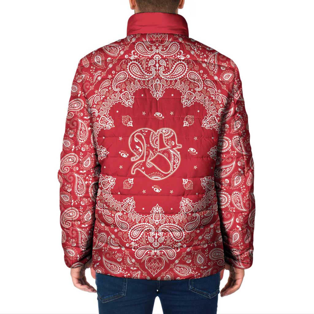 Red Paisley Padded Jacket Skull Gangster - Wonder Print Shop