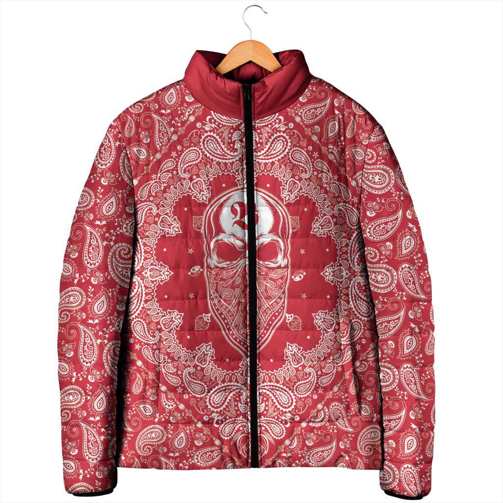 Red Paisley Padded Jacket Skull Gangster - Wonder Print Shop