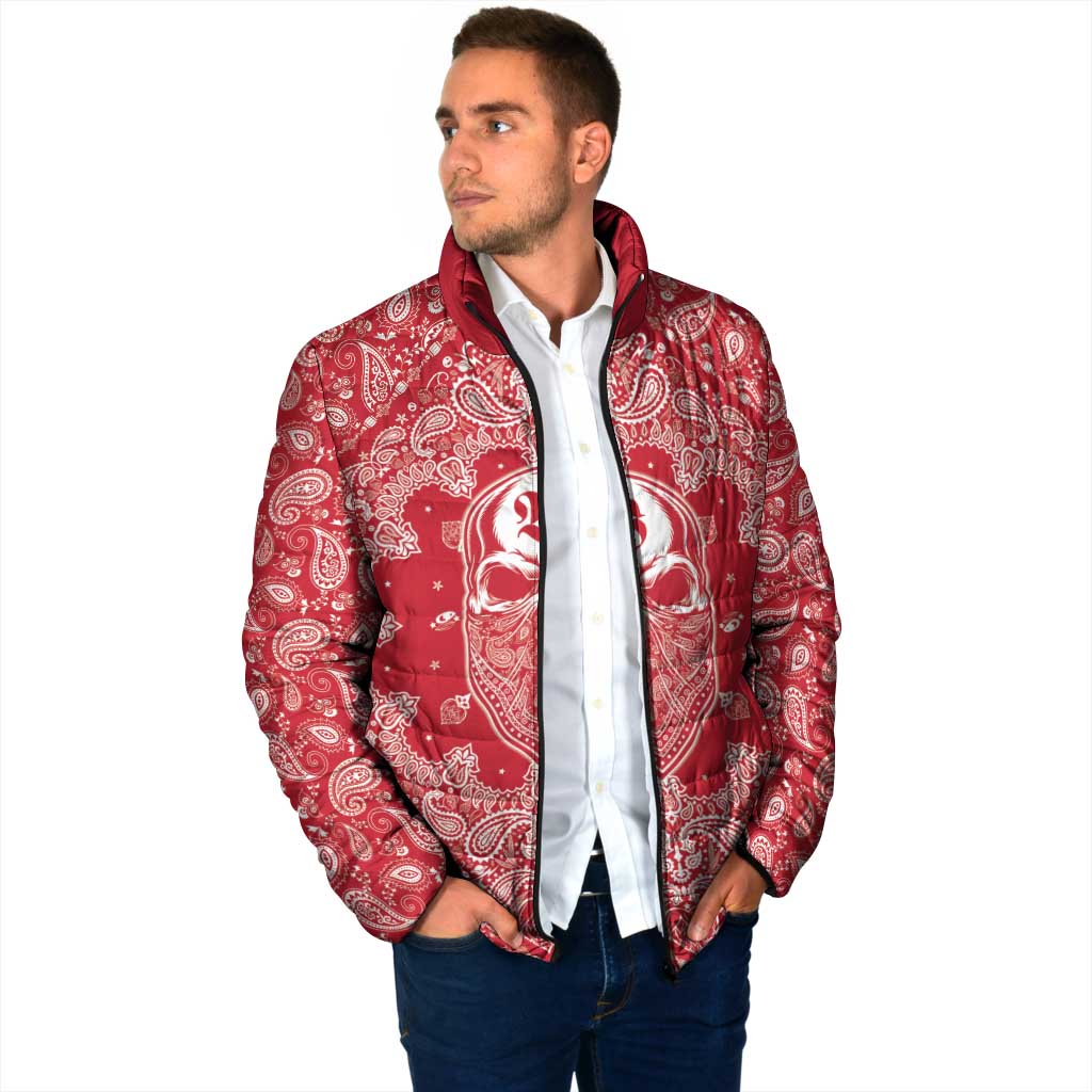 Red Paisley Padded Jacket Skull Gangster - Wonder Print Shop