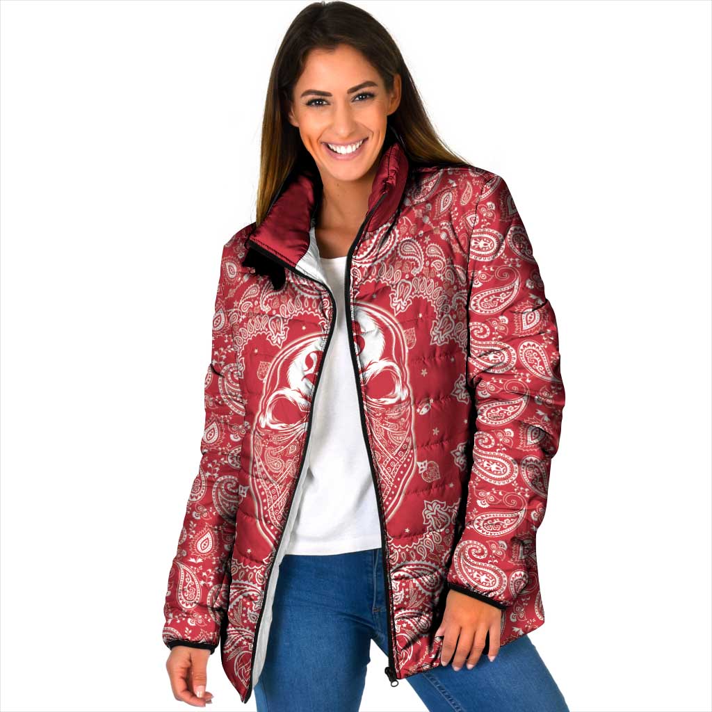 Red Paisley Padded Jacket Skull Gangster - Wonder Print Shop