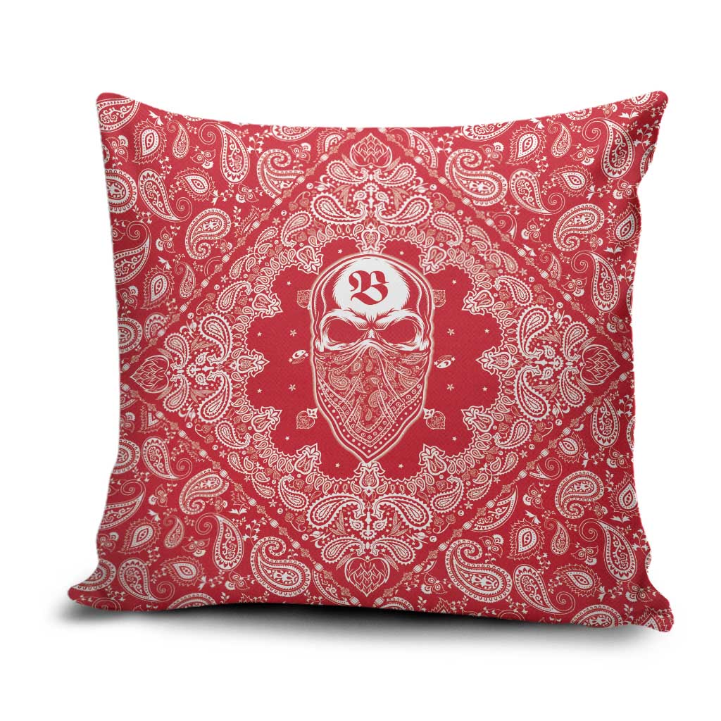 Red Paisley Pillow Cover Skull Gangster - Wonder Print Shop