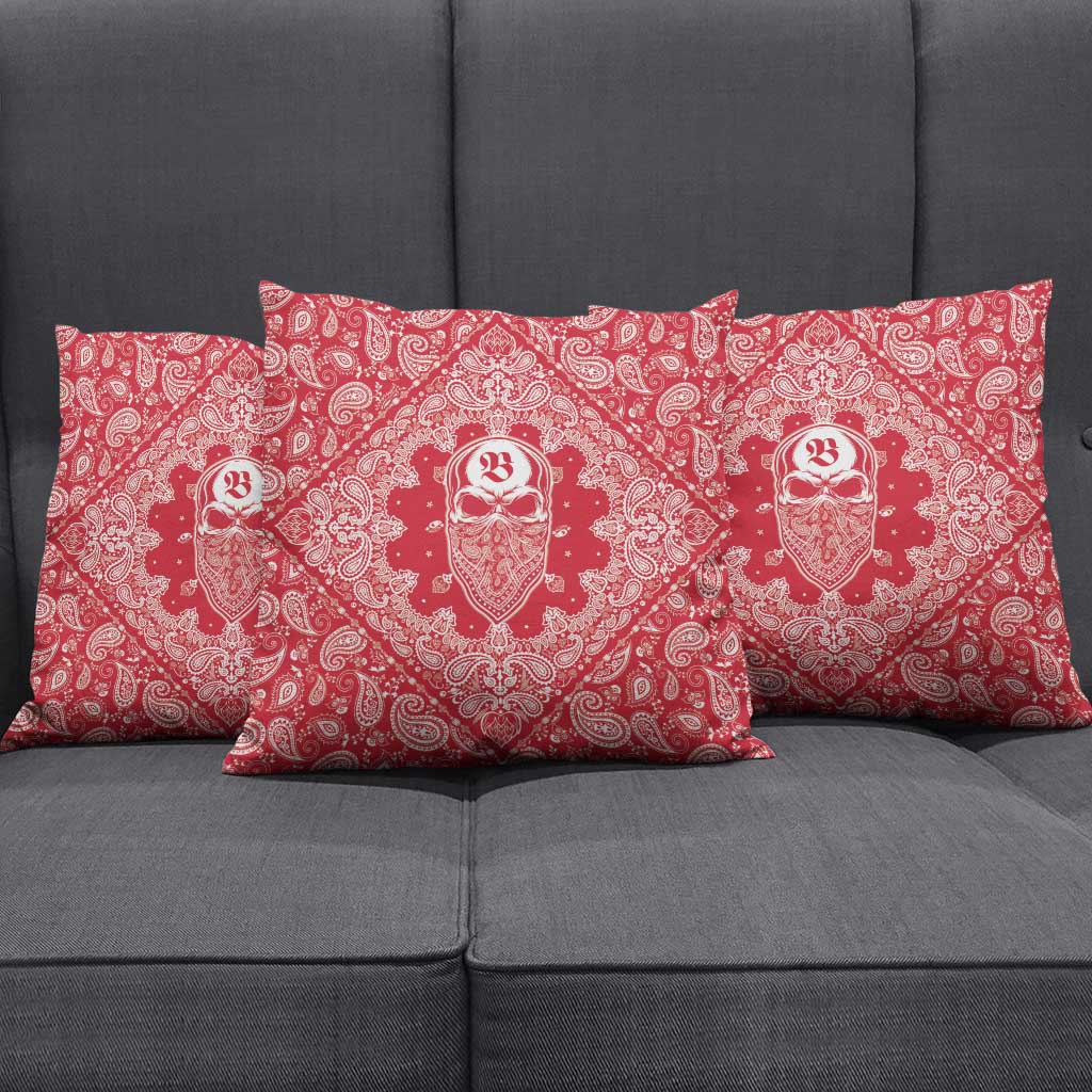 Red Paisley Pillow Cover Skull Gangster - Wonder Print Shop