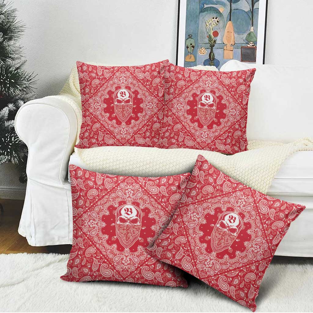 Red Paisley Pillow Cover Skull Gangster - Wonder Print Shop