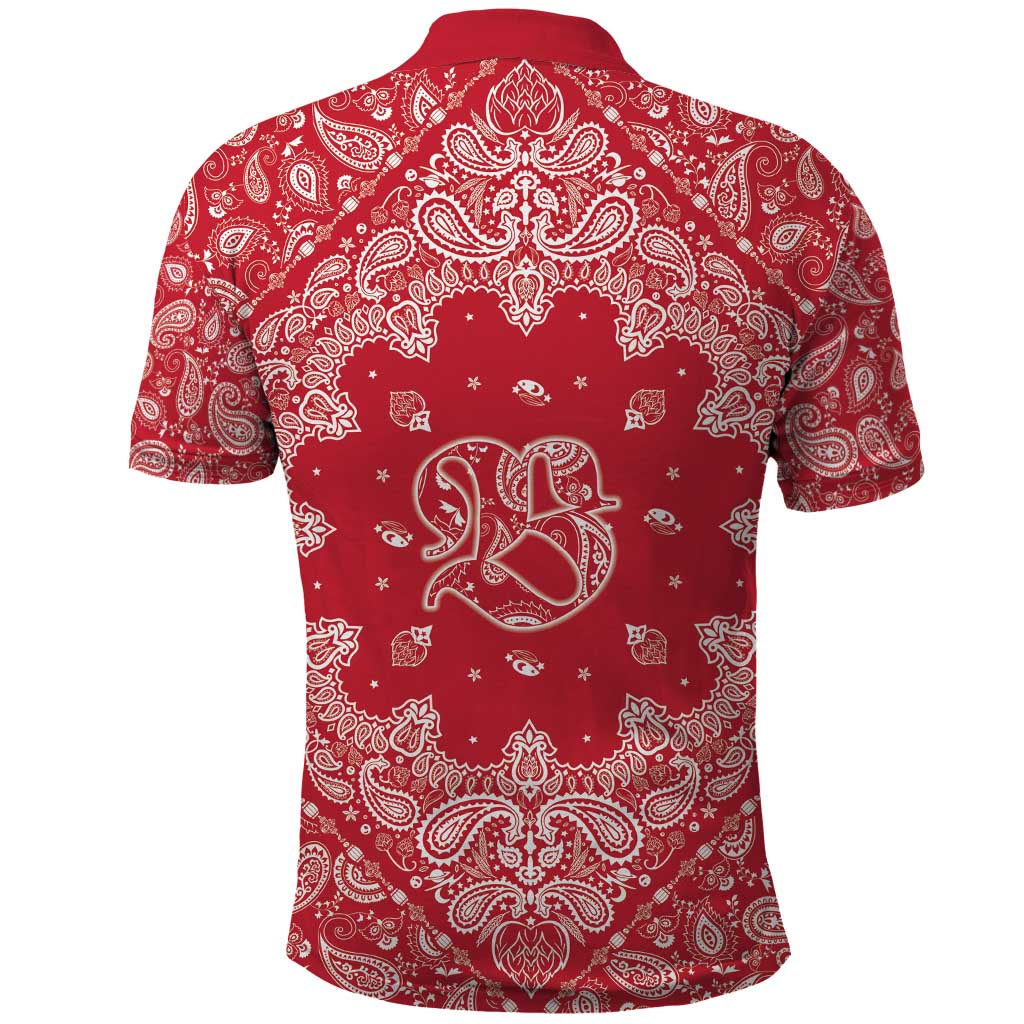 Red Paisley Polo Shirt Skull Gangster - Wonder Print Shop