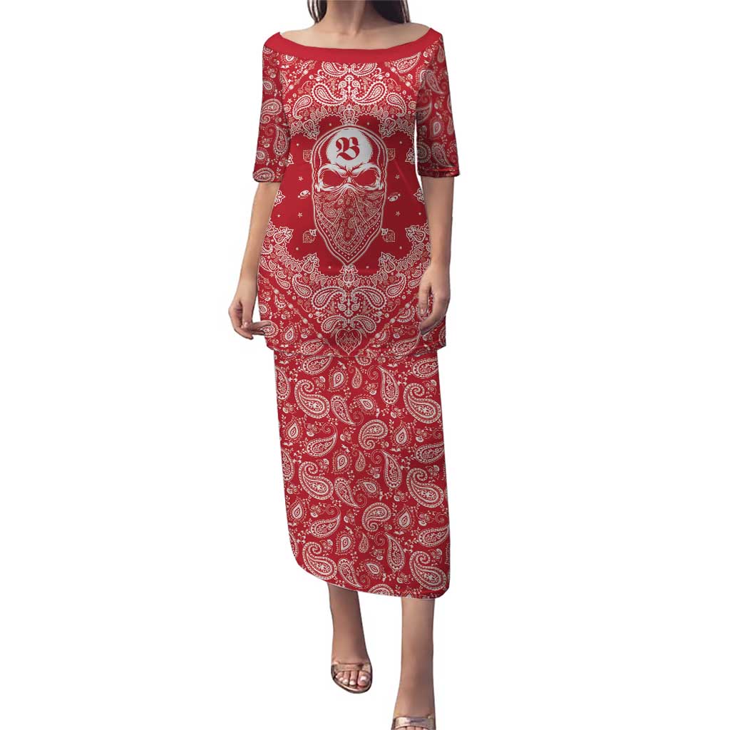 Red Paisley Puletasi Skull Gangster - Wonder Print Shop