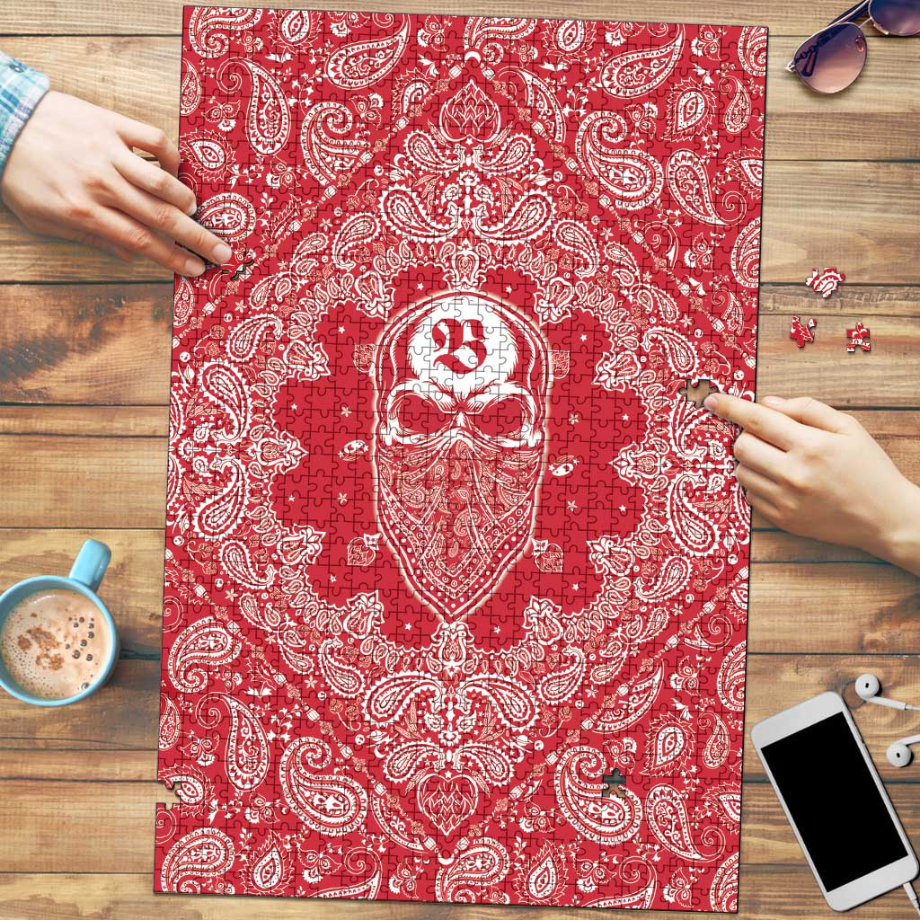 Red Paisley Puzzle Skull Gangster - Wonder Print Shop