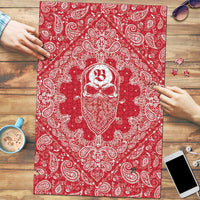 Red Paisley Puzzle Skull Gangster - Wonder Print Shop