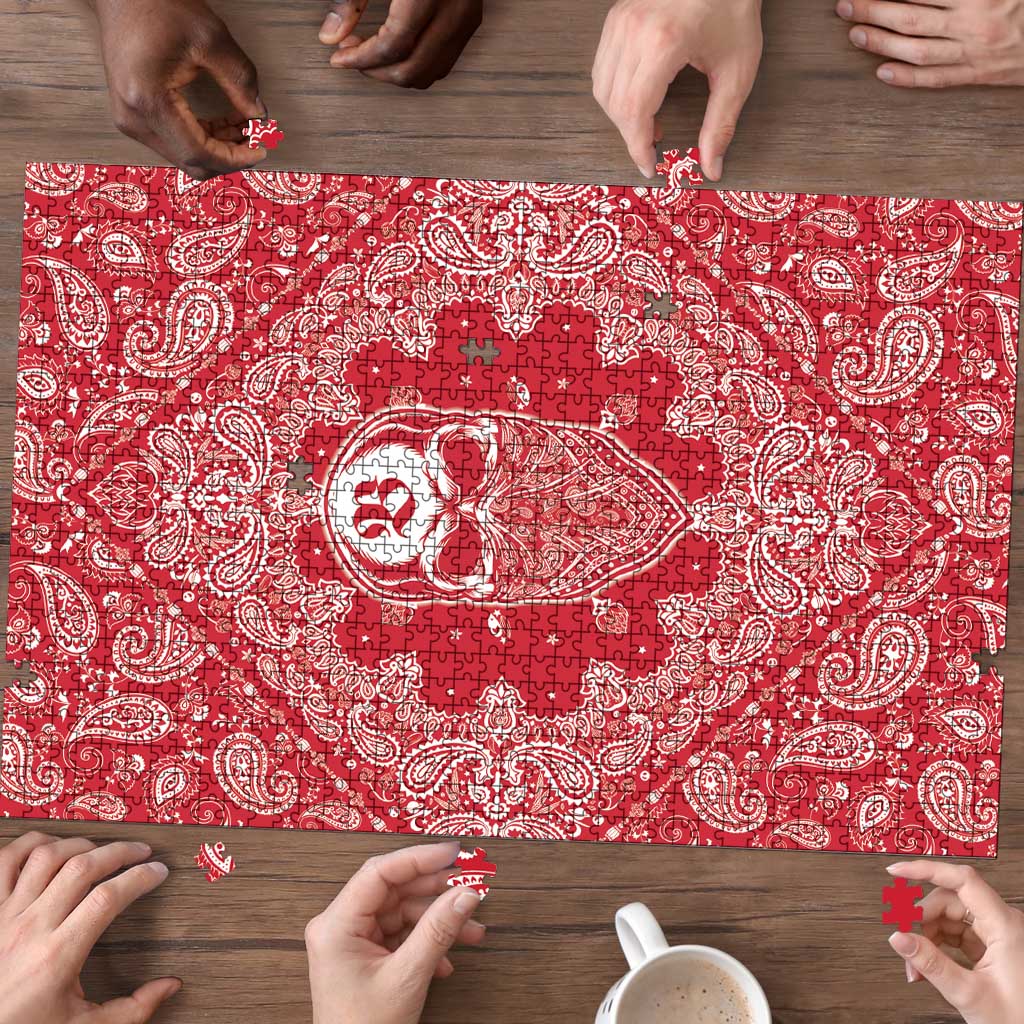 Red Paisley Puzzle Skull Gangster - Wonder Print Shop