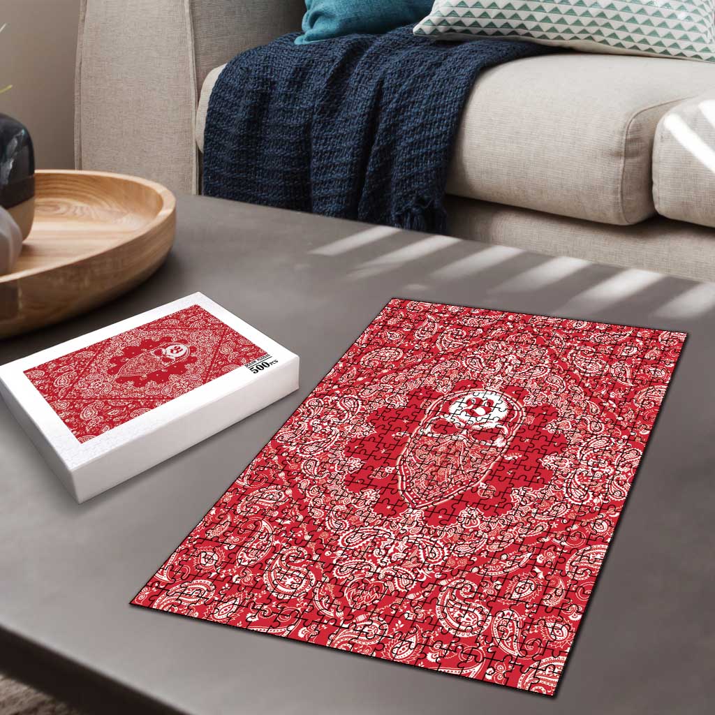 Red Paisley Puzzle Skull Gangster - Wonder Print Shop
