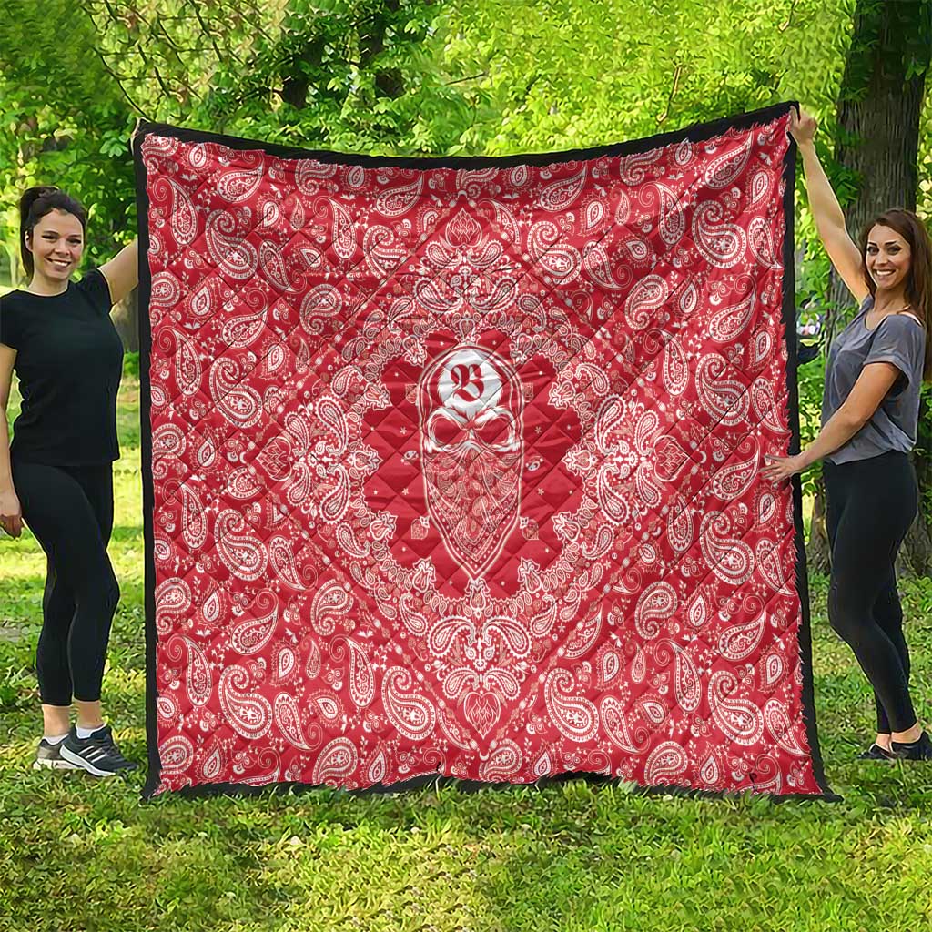 Red Paisley Quilt Skull Gangster - Wonder Print Shop