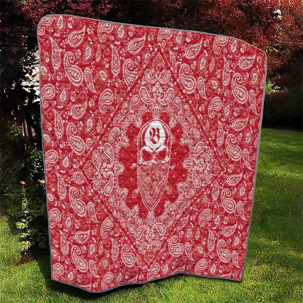 Red Paisley Quilt Skull Gangster - Wonder Print Shop