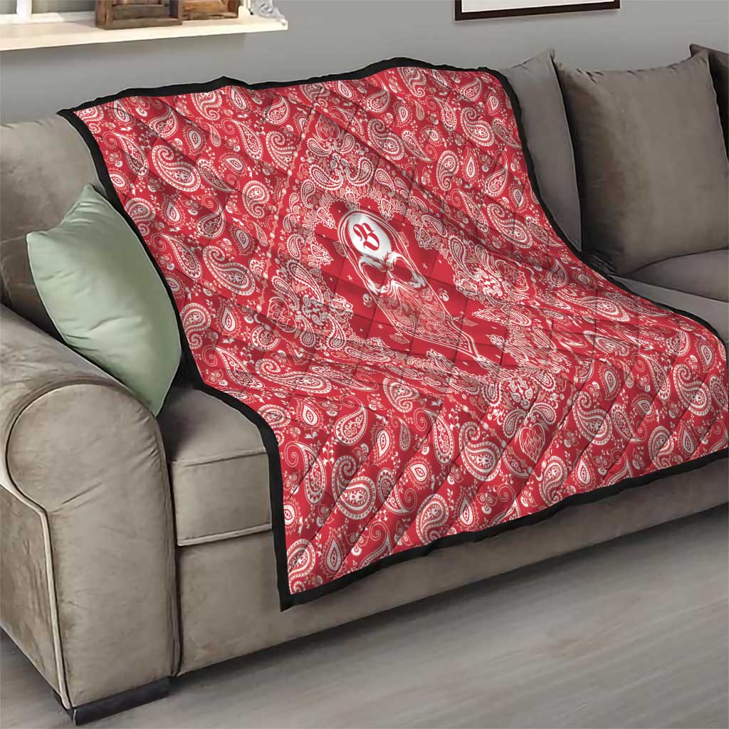Red Paisley Quilt Skull Gangster - Wonder Print Shop