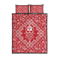Red Paisley Quilt Bed Set Skull Gangster - Wonder Print Shop