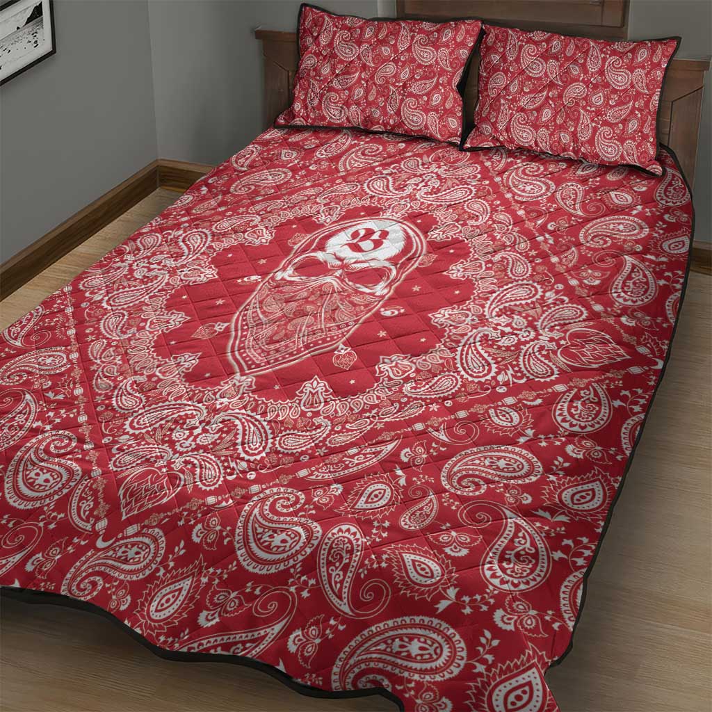 Red Paisley Quilt Bed Set Skull Gangster - Wonder Print Shop