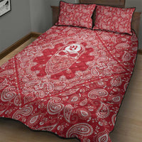 Red Paisley Quilt Bed Set Skull Gangster - Wonder Print Shop