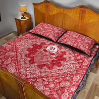 Red Paisley Quilt Bed Set Skull Gangster - Wonder Print Shop