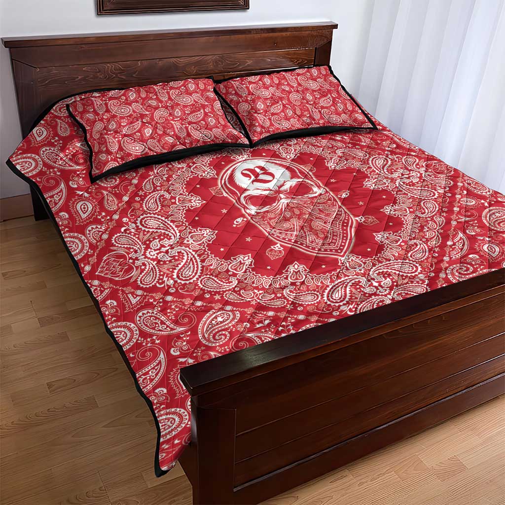 Red Paisley Quilt Bed Set Skull Gangster - Wonder Print Shop