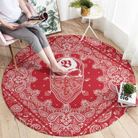 Red Paisley Round Carpet Skull Gangster - Wonder Print Shop