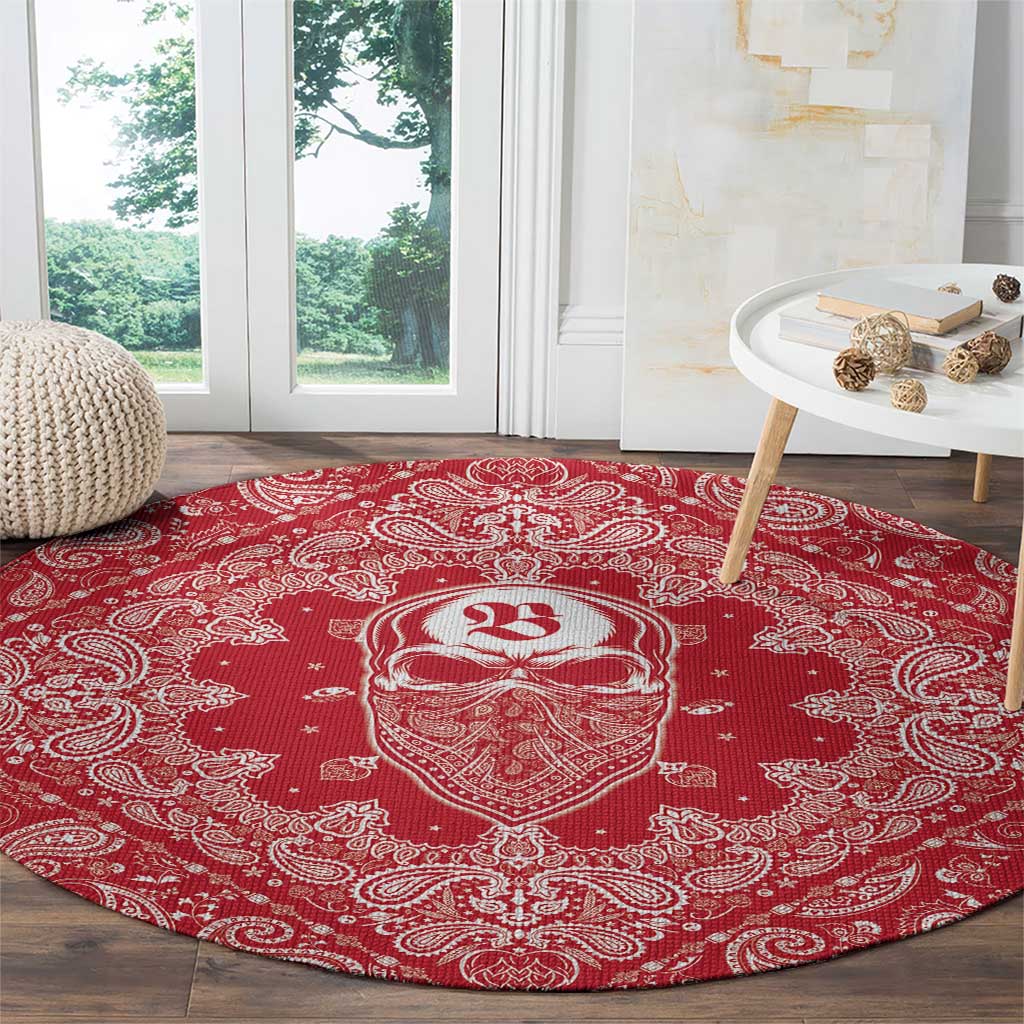Red Paisley Round Carpet Skull Gangster - Wonder Print Shop