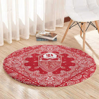 Red Paisley Round Carpet Skull Gangster - Wonder Print Shop