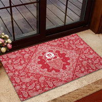 Red Paisley Rubber Doormat Skull Gangster - Wonder Print Shop