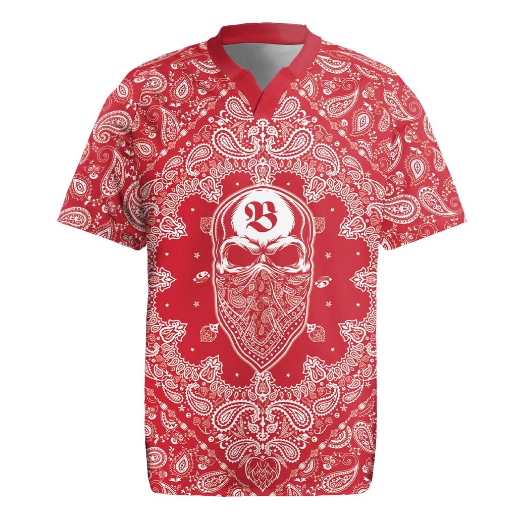 Red Paisley Rugby Jersey Skull Gangster - Wonder Print Shop