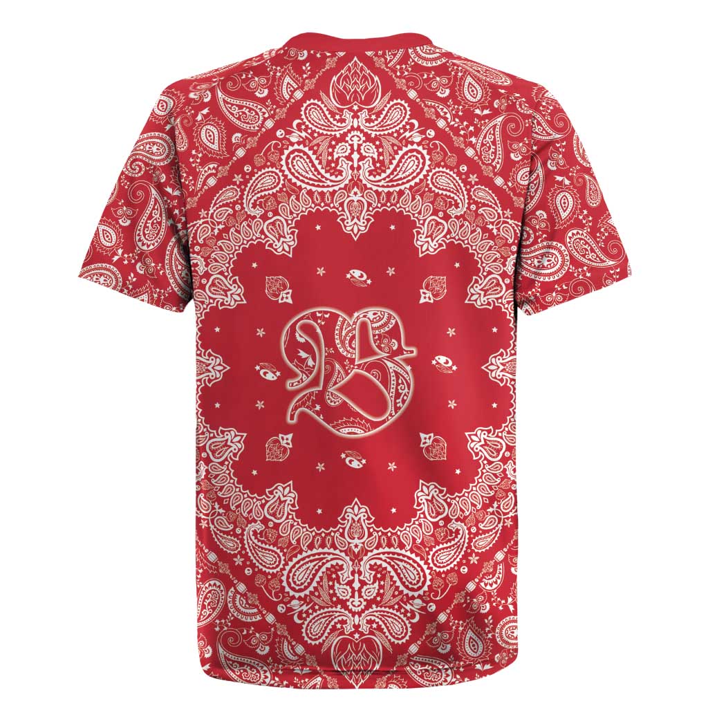 Red Paisley Rugby Jersey Skull Gangster - Wonder Print Shop