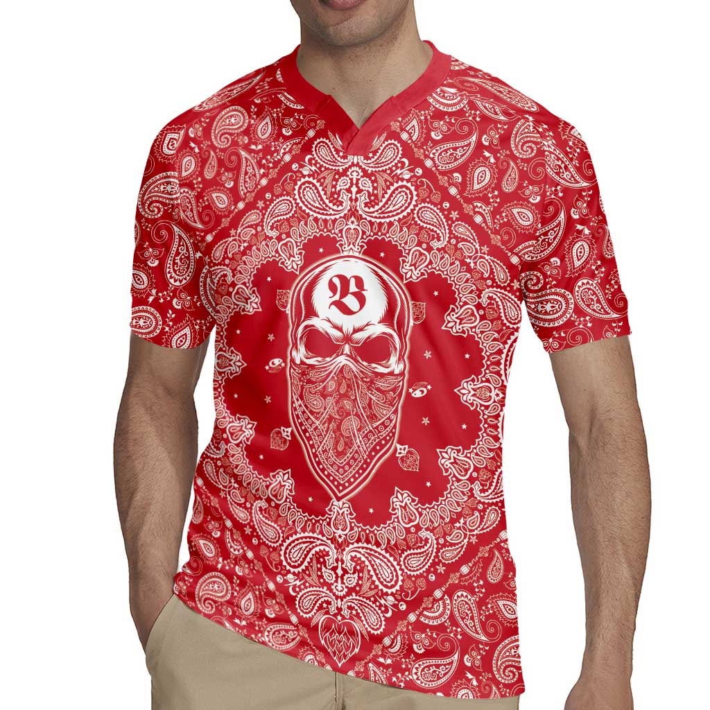 Red Paisley Rugby Jersey Skull Gangster - Wonder Print Shop