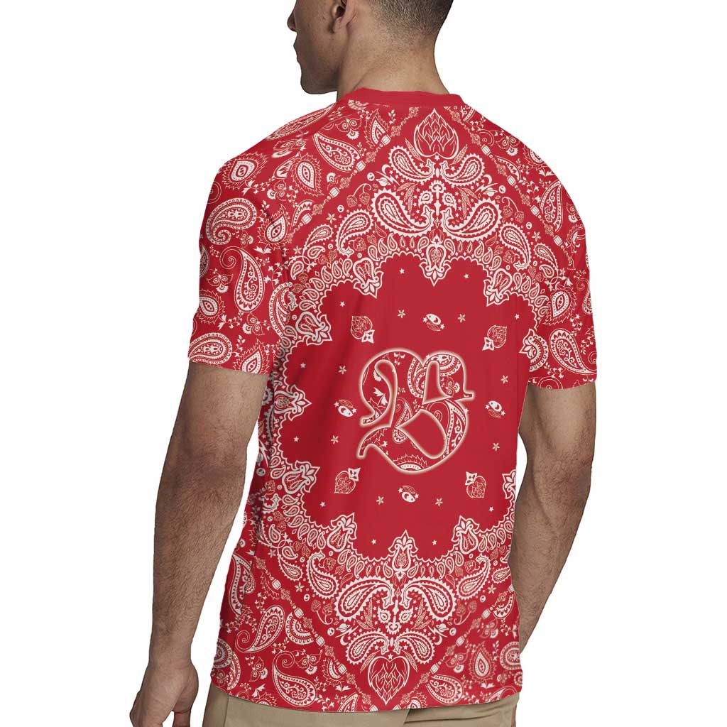 Red Paisley Rugby Jersey Skull Gangster - Wonder Print Shop