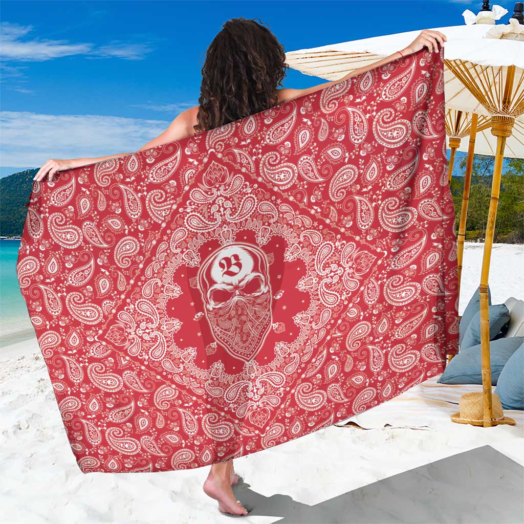 Red Paisley Sarong Skull Gangster - Wonder Print Shop