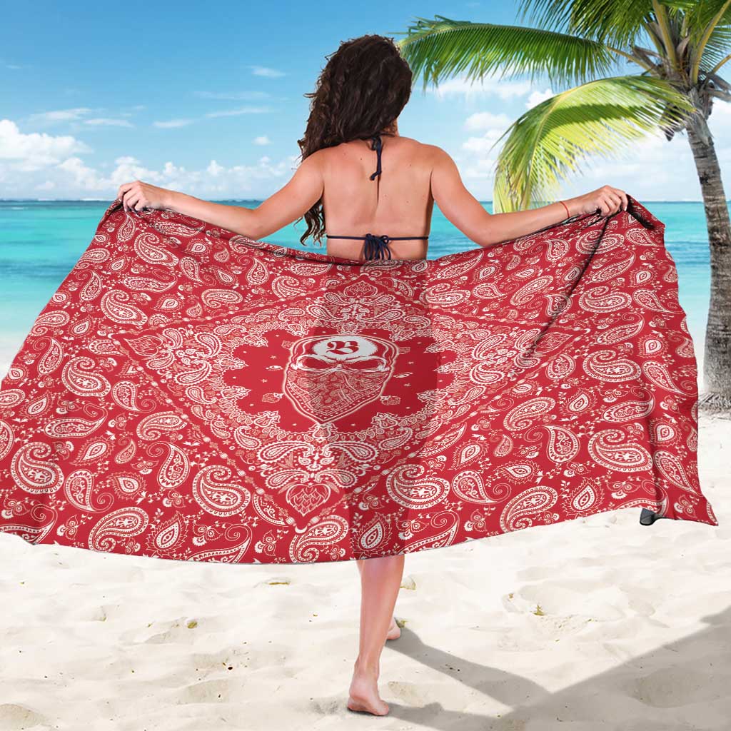 Red Paisley Sarong Skull Gangster - Wonder Print Shop