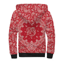 Red Paisley Sherpa Hoodie Skull Gangster - Wonder Print Shop