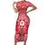 Red Paisley Short Sleeve Bodycon Dress Skull Gangster - Wonder Print Shop