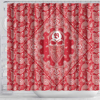 Red Paisley Shower Curtain Skull Gangster - Wonder Print Shop