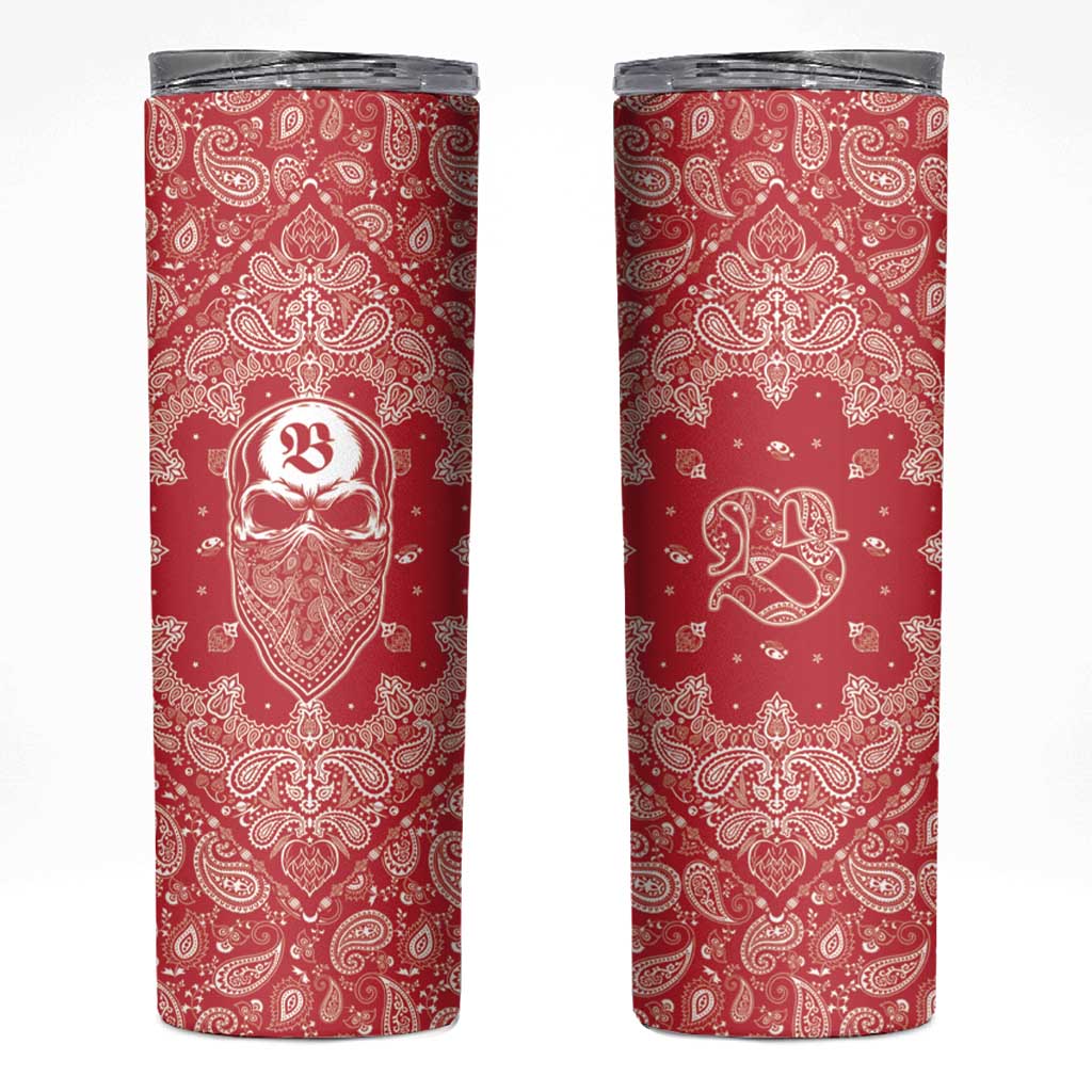 Red Paisley Skinny Tumbler Skull Gangster - Wonder Print Shop