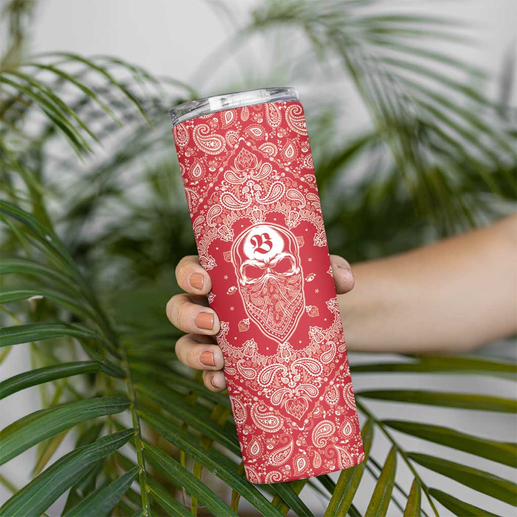 Red Paisley Skinny Tumbler Skull Gangster - Wonder Print Shop
